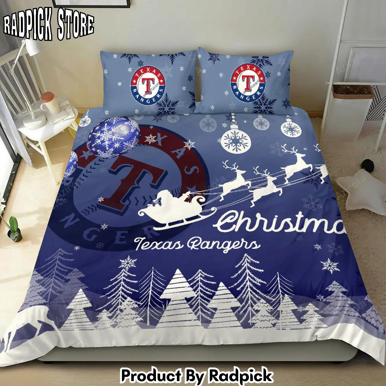 Radpick texas rangers merry christmas bedding set rp3271455